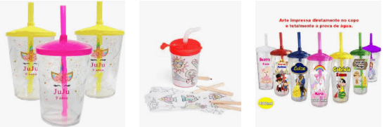 Copo infantil personalizado para festas