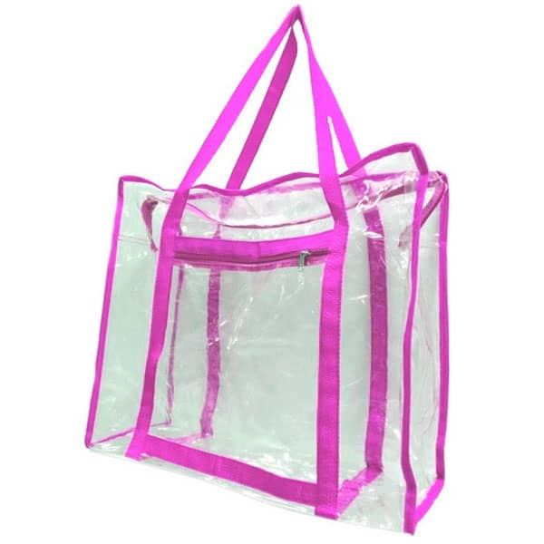 Ecobag em PVC Cristal Grande Alças Rosas